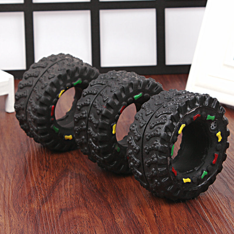 Small Tire Squeaky Rubber Pet Toy Chew Interactive Sound Toy