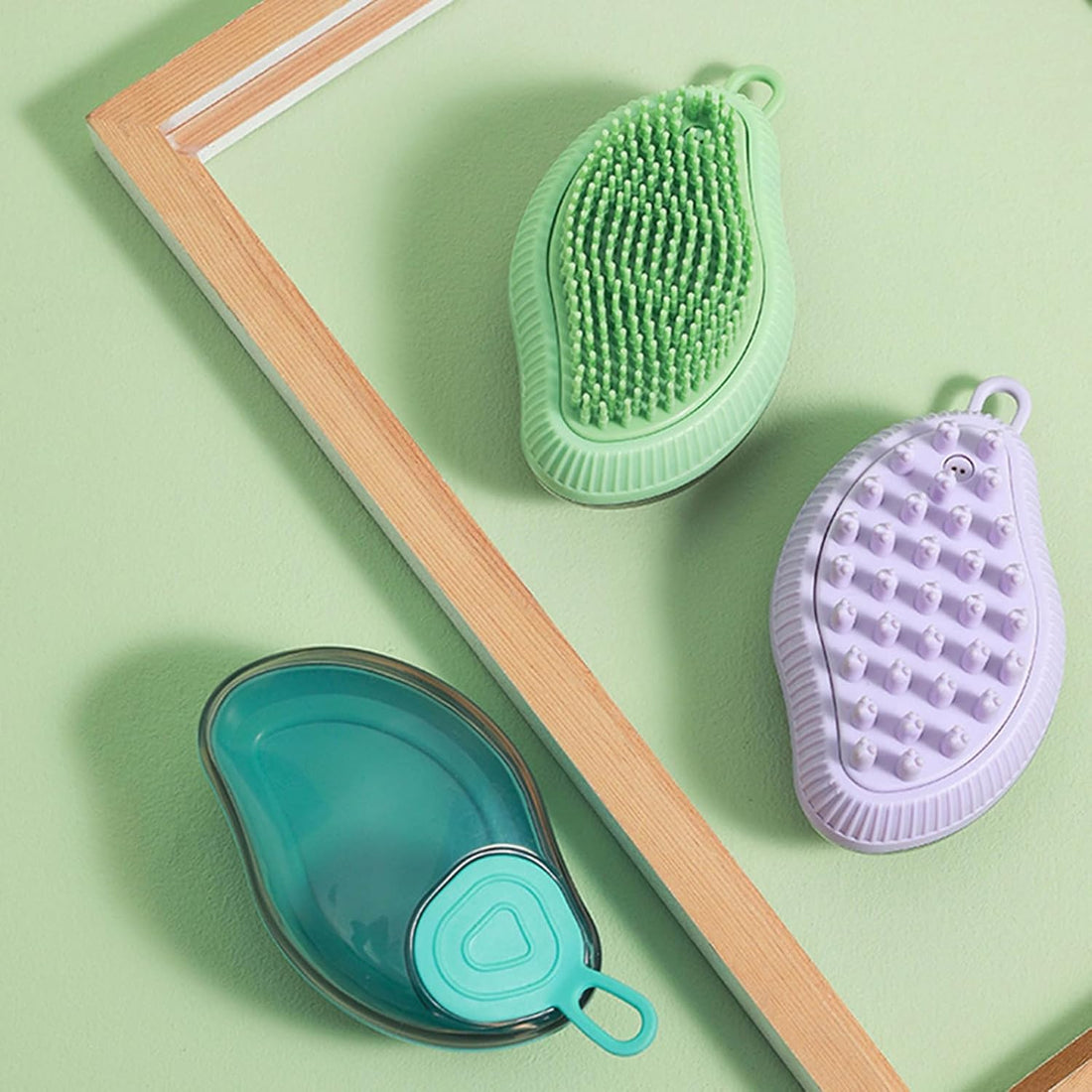 Silicone Pet Bath Brush With Soap Dispenser Massage Grooming Tool