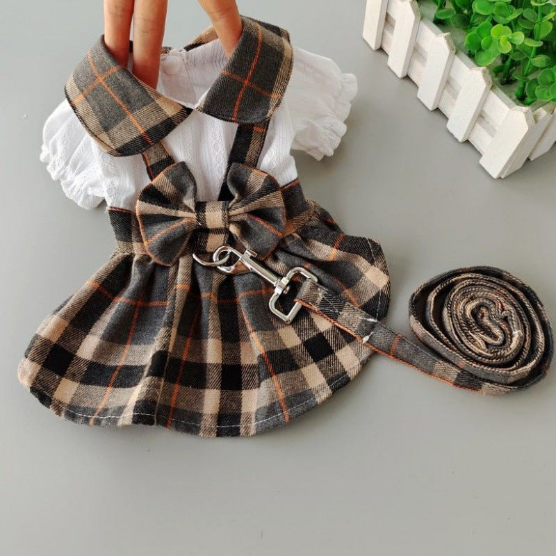 Outdoor Walk Pet Dress With Leash Attachment