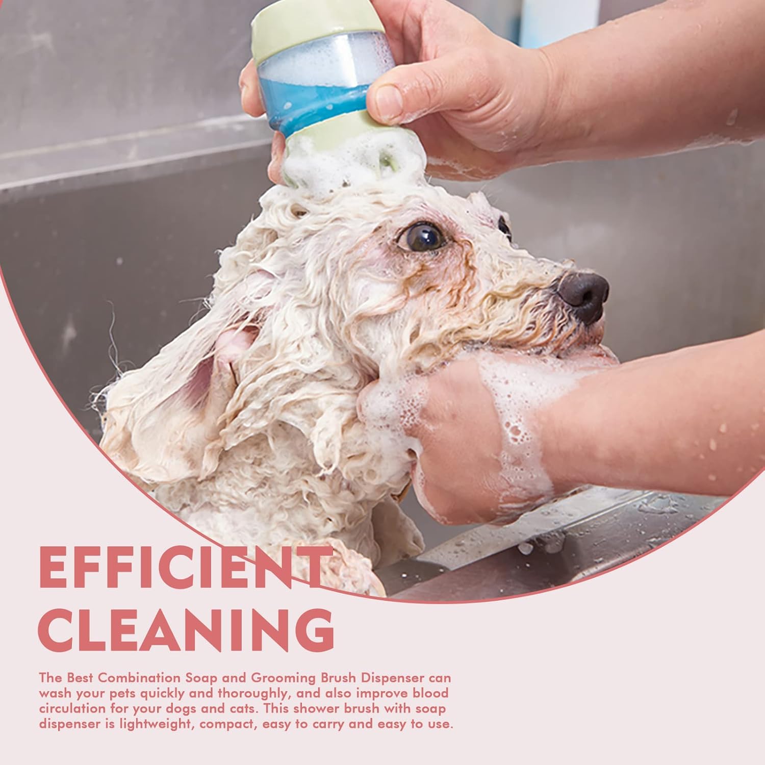 Silicone Pet Bath Brush Double Head With Shampoo Dispenser
