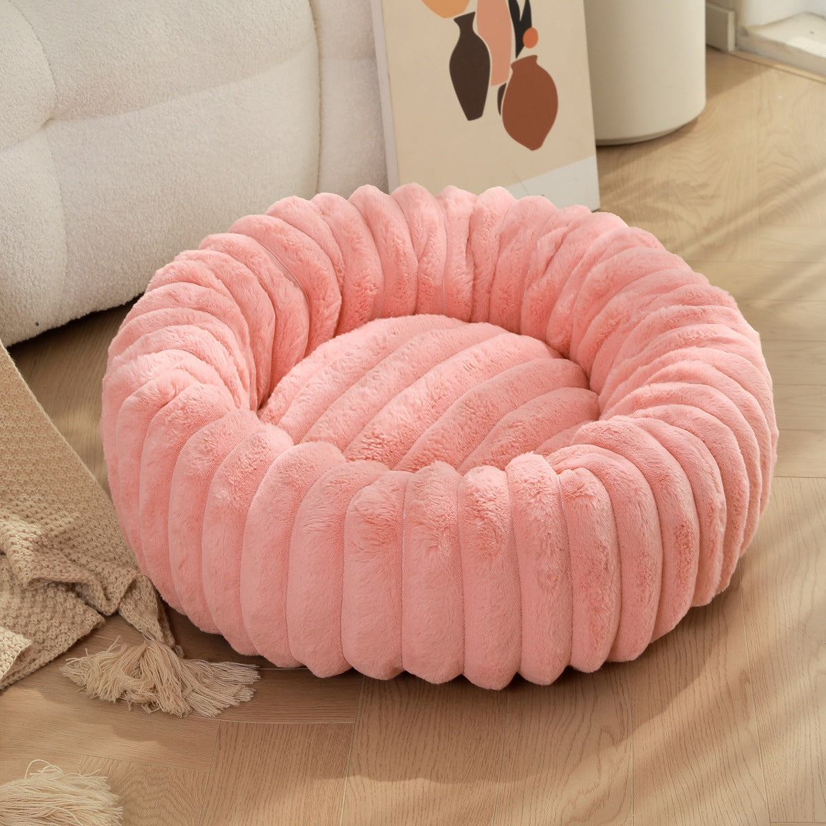 High-Weight Plush Pet Nest Round Comfortable Warm Bed for Pets