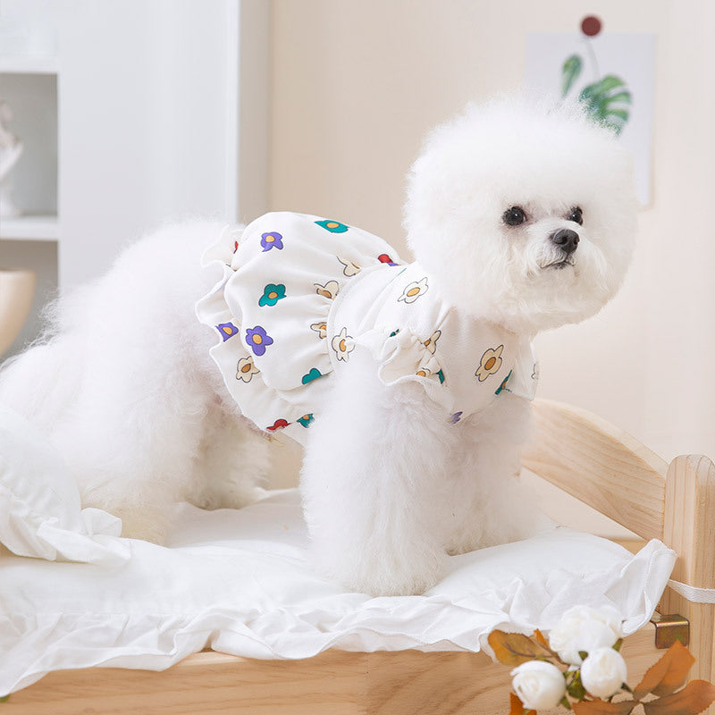 Lightweight Flower Printed Cute Pet Dress For Pet Wear
