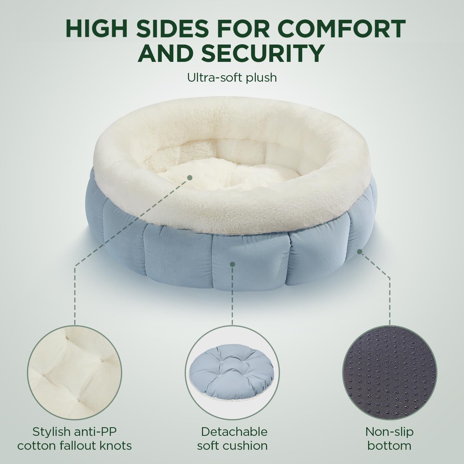 Round Donut Bed Washable Comfortable Pet Bed for Small Pets