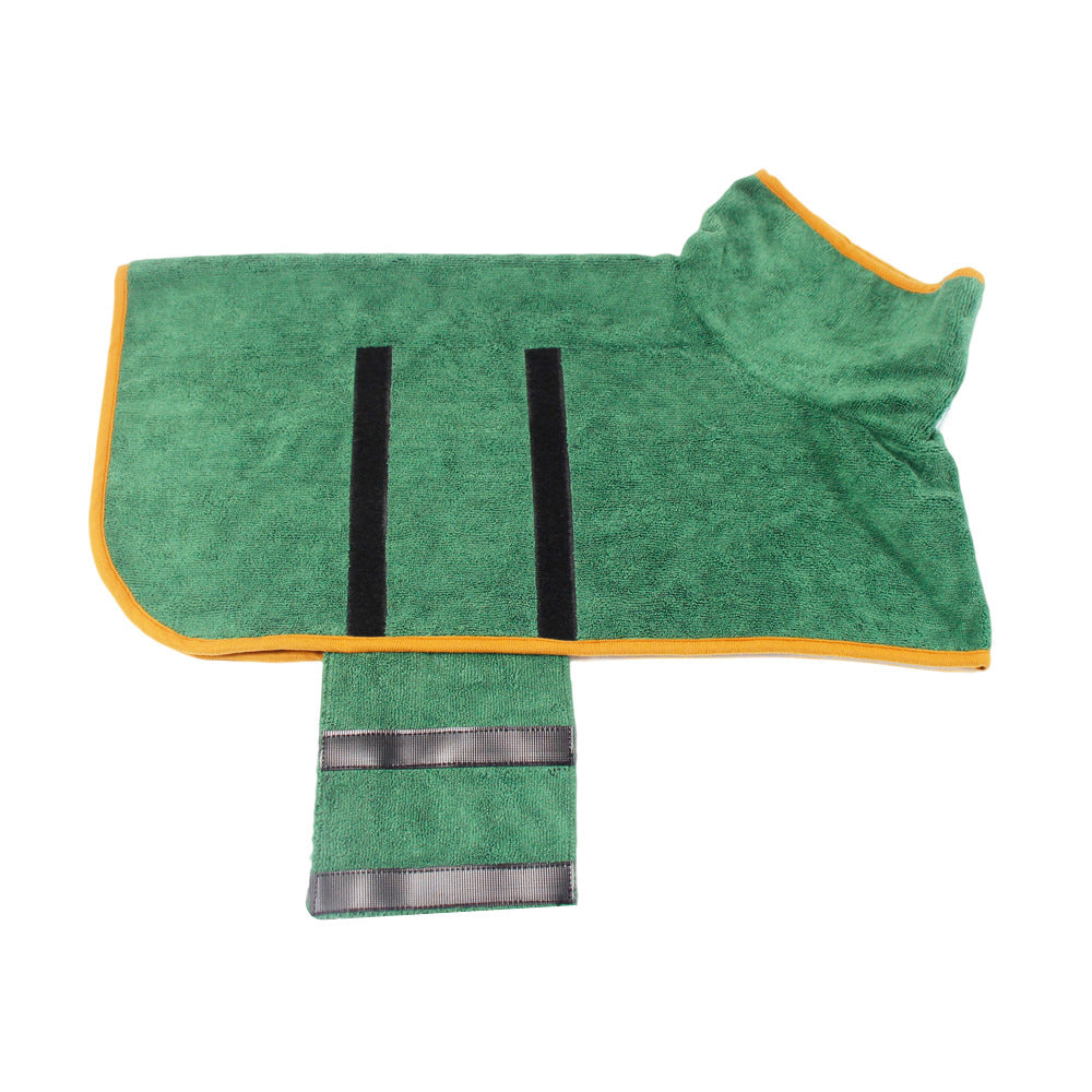Pet Bathrobe Fast Drying Microfiber Absorbent Grooming Adjustable Towel Coat