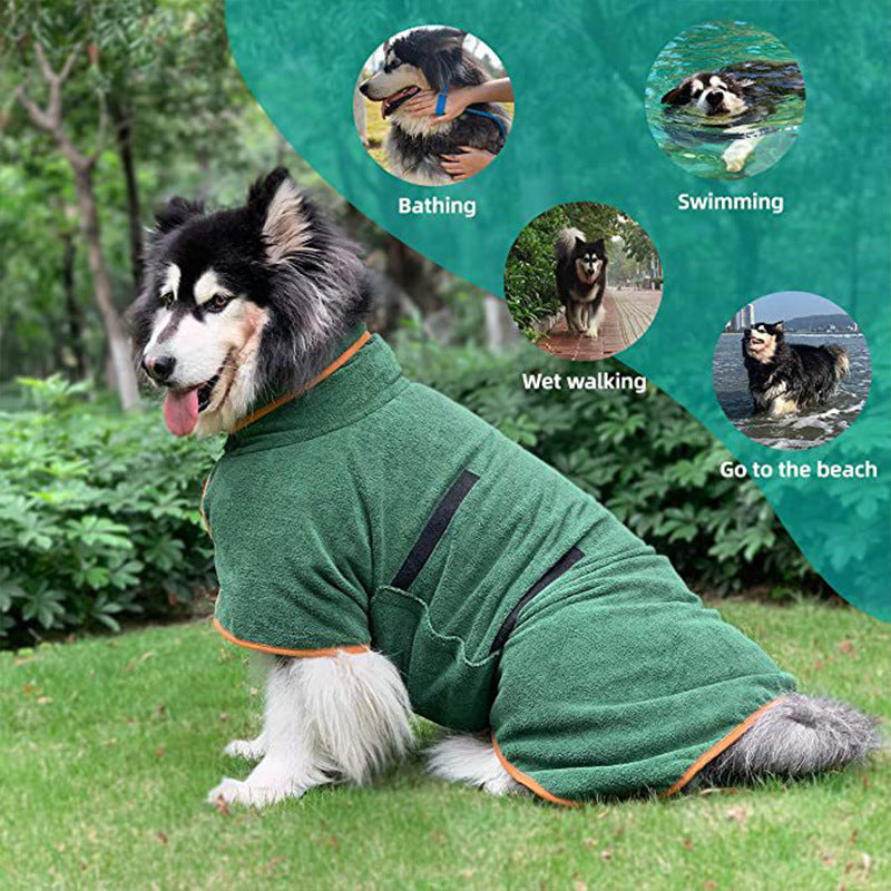 Pet Bathrobe Fast Drying Microfiber Absorbent Grooming Adjustable Towel Coat