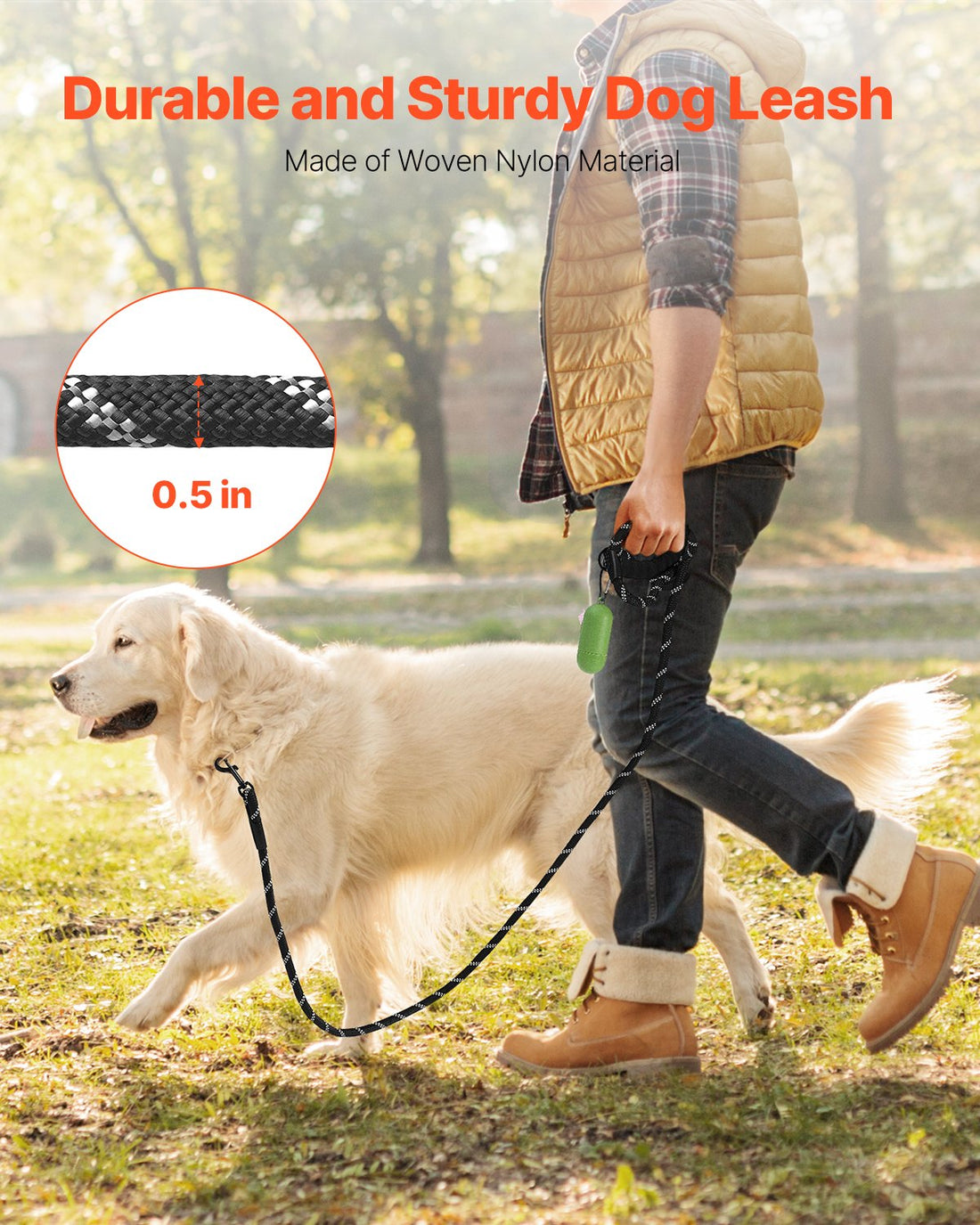 Heavy Duty Reflective Pet Rope Leash Padded Handle