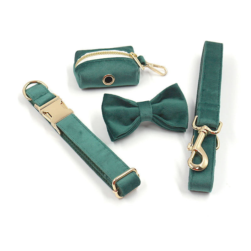 Pet Green Velvet Collar Leash Accessories