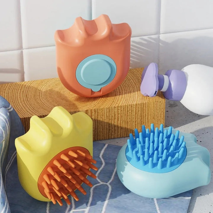 Pet Bath Brush With Shampoo Dispenser Massage Grooming Tool