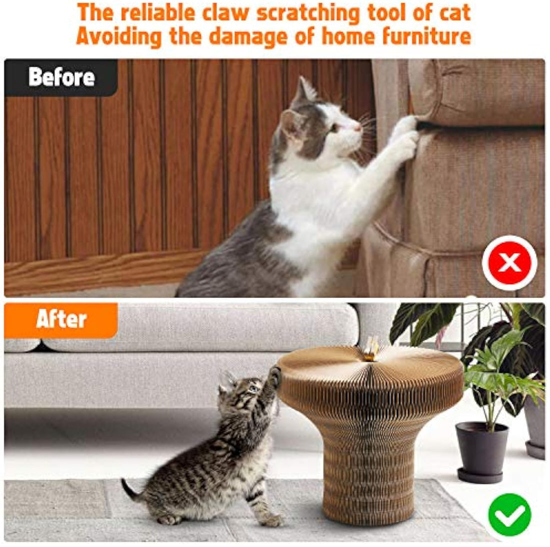 Collapsible Cardboard Scratcher and Lounge Bed for Pets