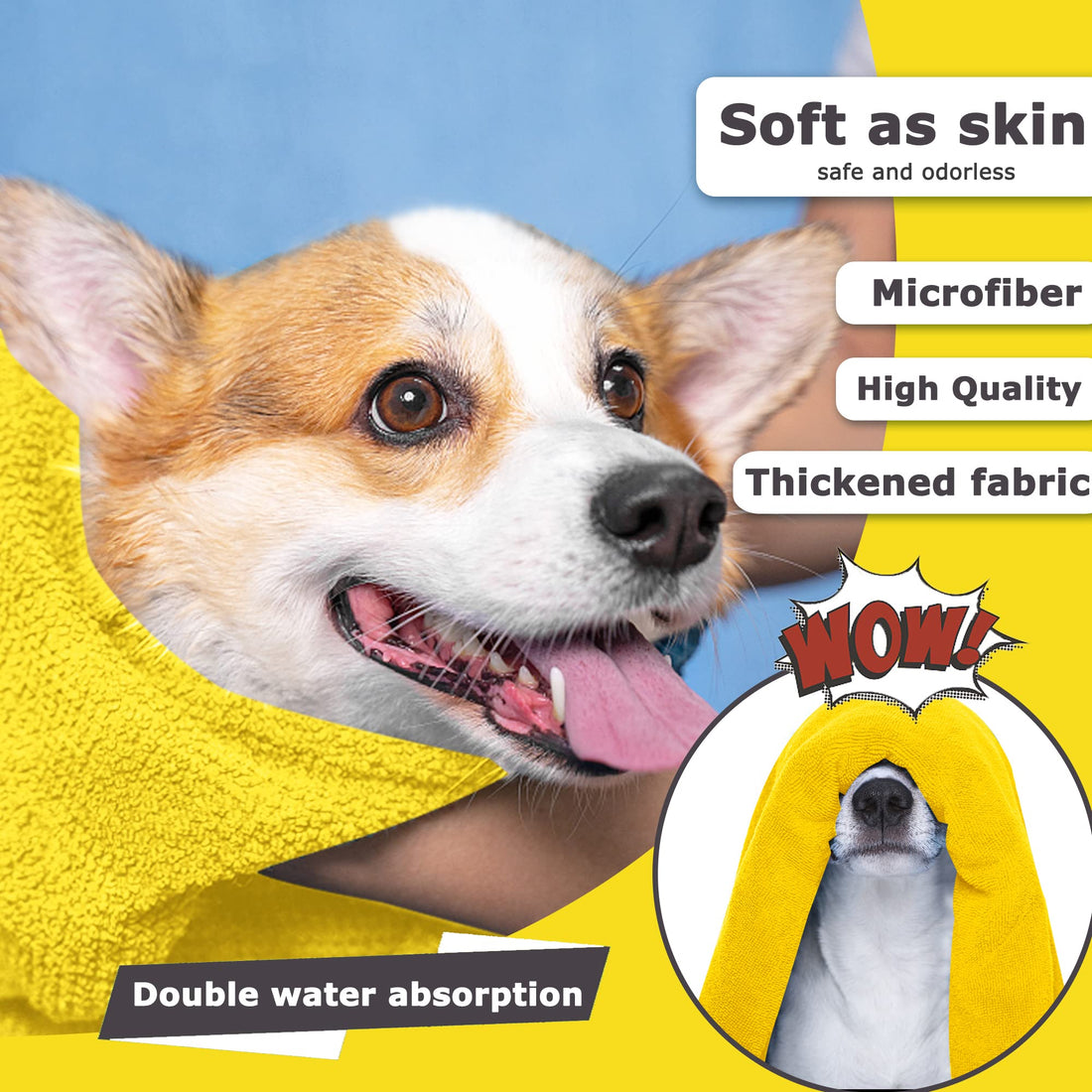 Quick Drying Microfiber Pet Towel Super Absorbent Soft Bath Cloth