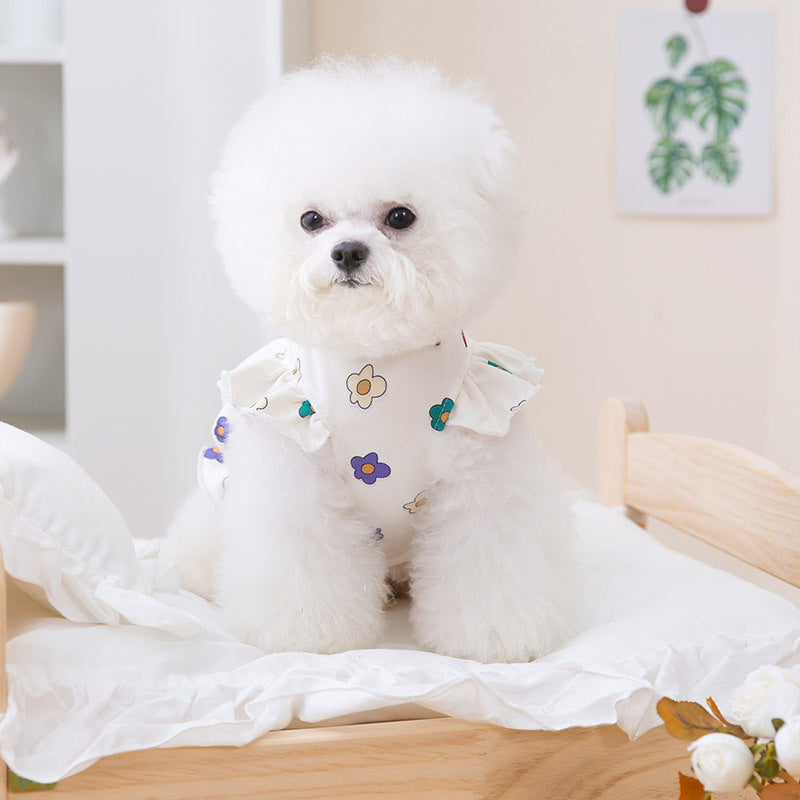 Lightweight Flower Printed Cute Pet Dress For Pet Wear