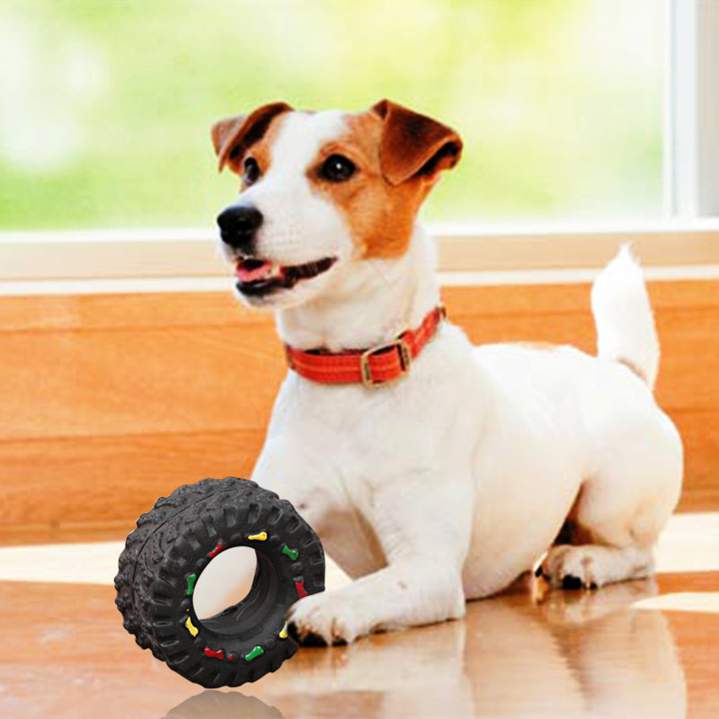 Small Tire Squeaky Rubber Pet Toy Chew Interactive Sound Toy
