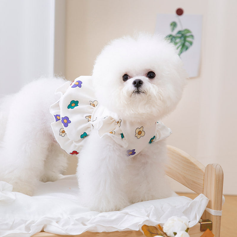 Lightweight Flower Printed Cute Pet Dress For Pet Wear