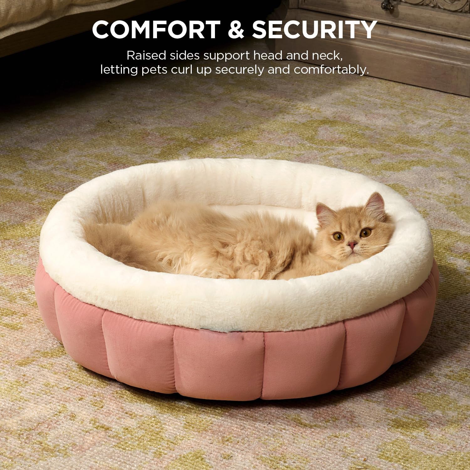 Round Donut Bed Washable Comfortable Pet Bed for Small Pets