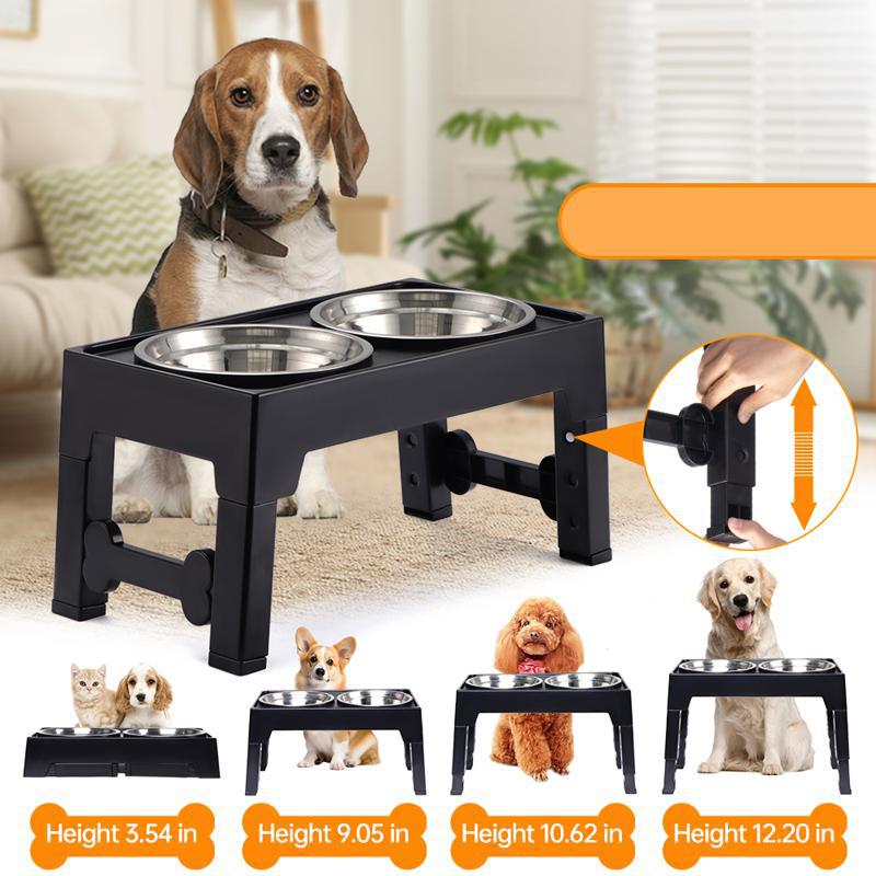 Pet Elevated Feeding Bowl with Neck Protection Anti-Tip Design