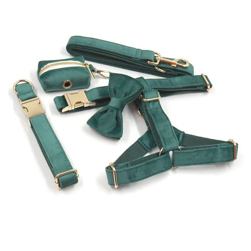 Pet Green Velvet Collar Leash Accessories