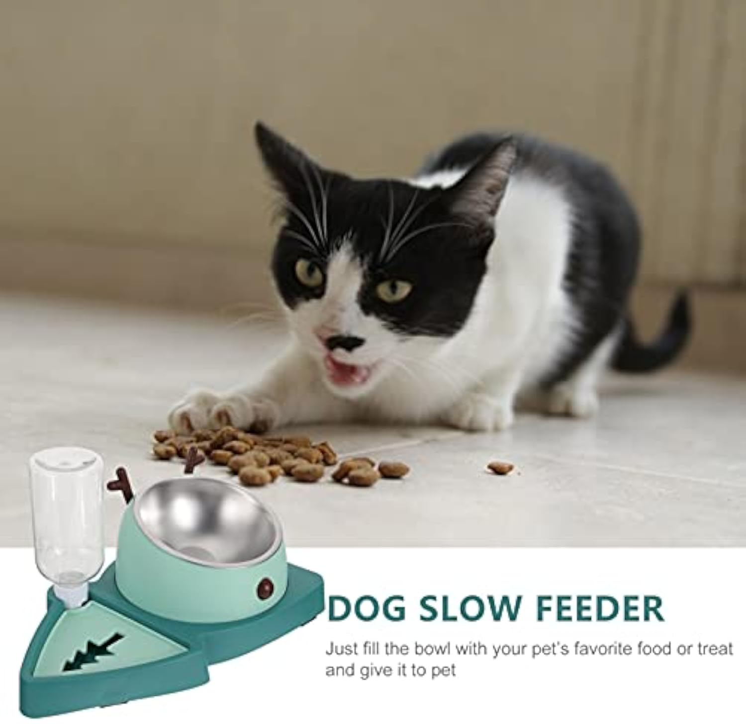 Pet Slow Feeder Bowl Detachable Water Tray For Pet Feeding