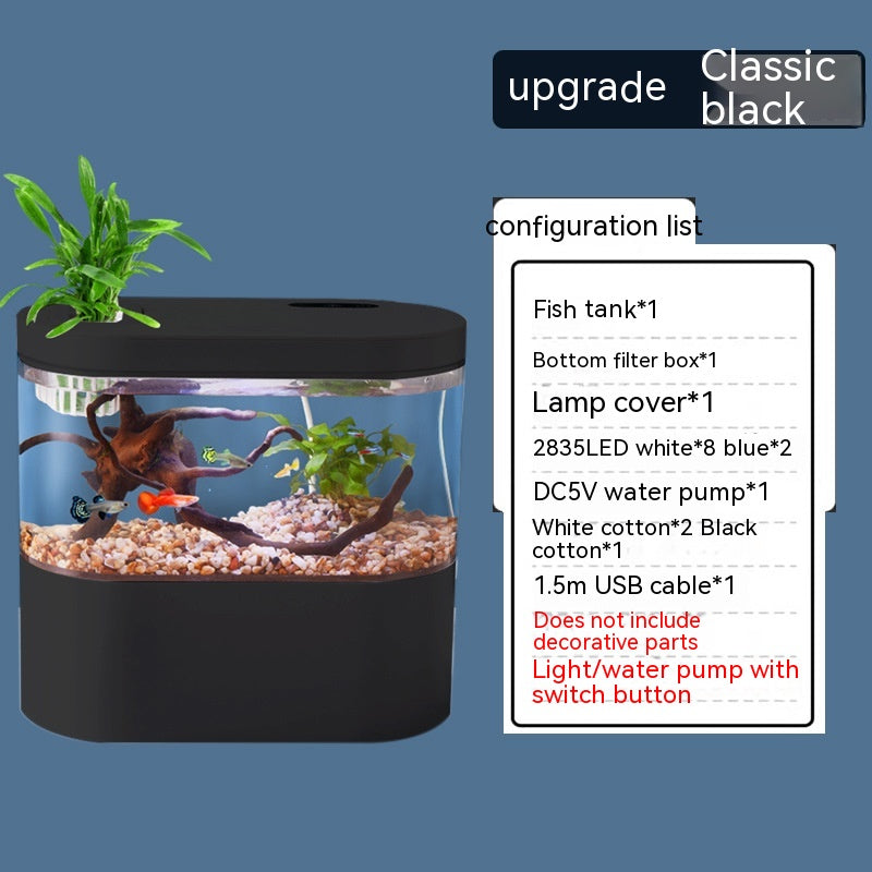 Desktop Self Circulating Mini Aquarium Fish Tank Ecosystem