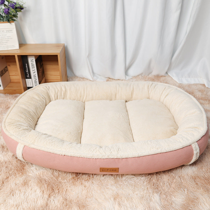 Linen Round Non-Slip Pet Bed Mat