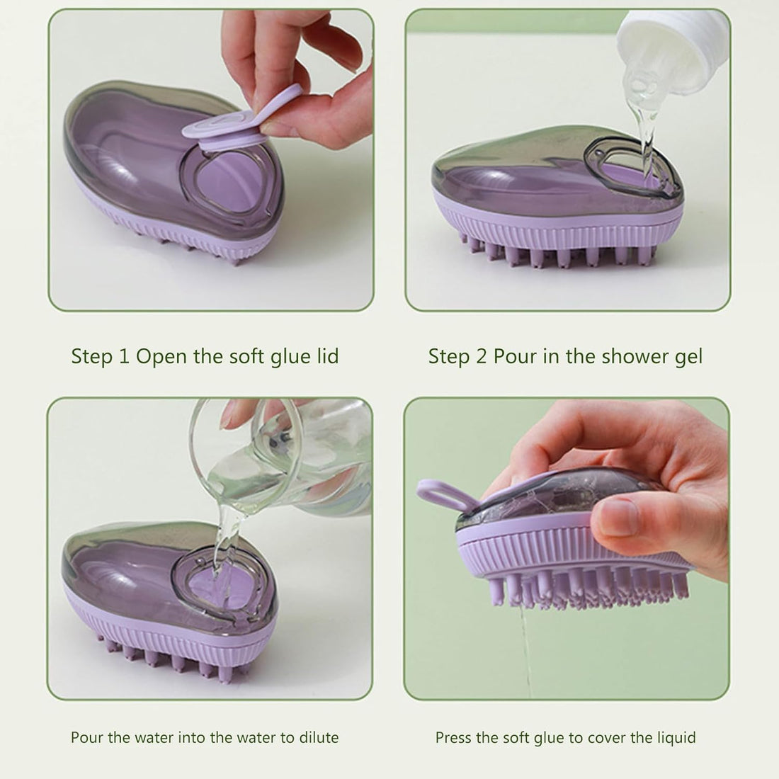 Silicone Pet Bath Brush With Soap Dispenser Massage Grooming Tool