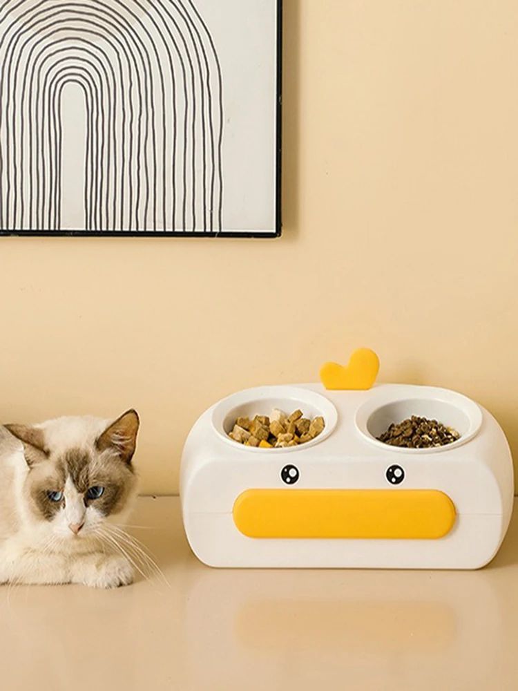 Duck Design Double Food and Water Bowl for Pets