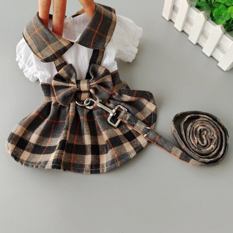 Outdoor Walk Pet Dress With Leash Attachment