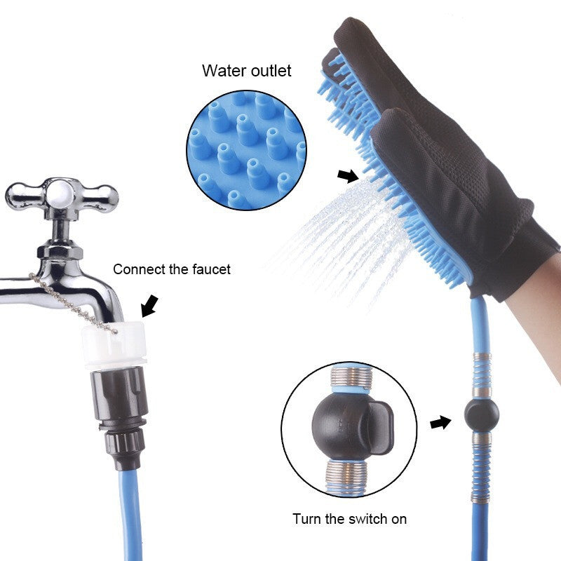 Pet Shower Glove With Hose Spray Massage Bath Brush