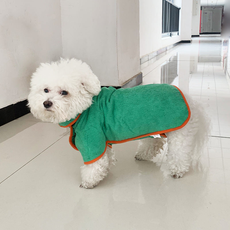 Pet Bathrobe Fast Drying Microfiber Absorbent Grooming Adjustable Towel Coat