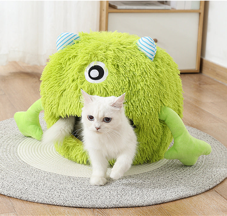 Fluffy Round Washable Calming Pet Bed for Small Pets