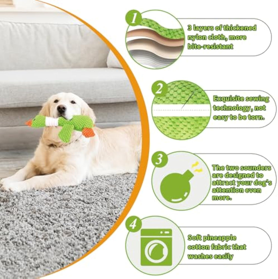 Durable Plush Squeaky Duck Chew Toy For All Sizes