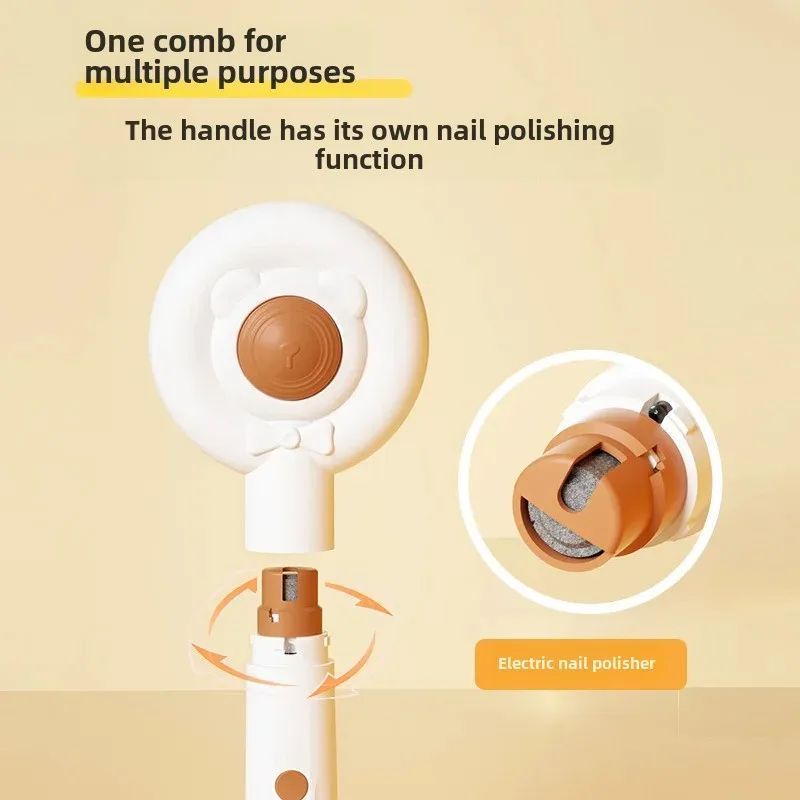 Rechargeable Two In One Pet Nail Trimmer Grooming Brush Tool