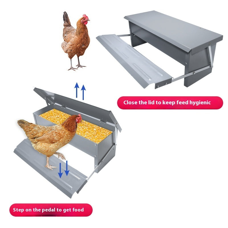 Pedal Type Automatic Poultry Feeding Trough For Birds