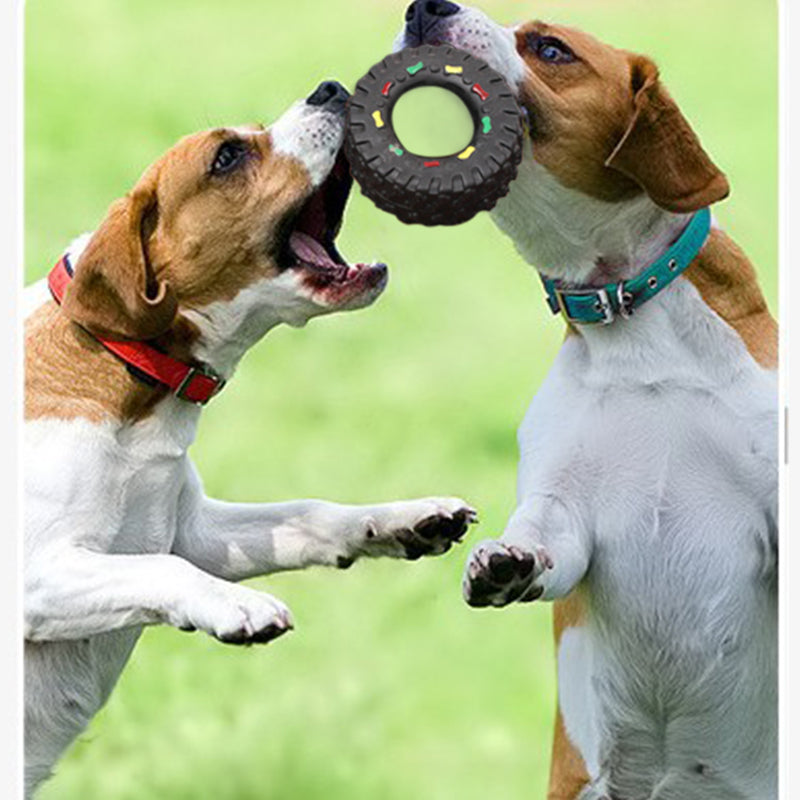 Small Tire Squeaky Rubber Pet Toy Chew Interactive Sound Toy