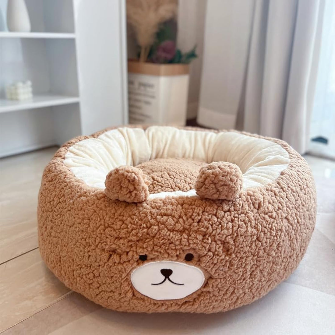 Cartoon Red Panda Plush Round Bed for Pets All Seasons