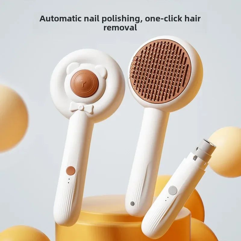 Rechargeable Two In One Pet Nail Trimmer Grooming Brush Tool