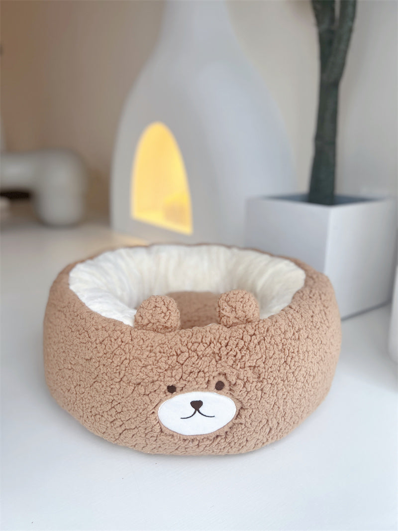 Cartoon Red Panda Plush Round Bed for Pets All Seasons