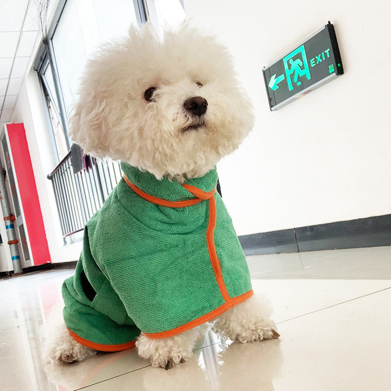 Pet Bathrobe Fast Drying Microfiber Absorbent Grooming Adjustable Towel Coat